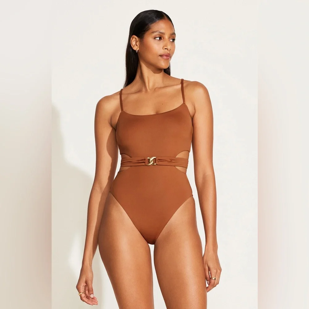 VITAMIN A Luxe Link Belted One Piece - Bronze ReLux, $200